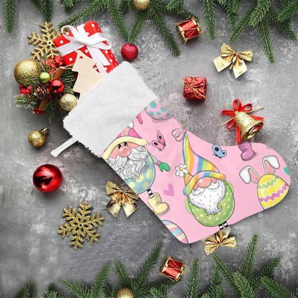 Julklapp, Personliga Julklappsstrumpor 2-pack Påskägg Tomte Kanin Hare 45,7 cm Julstrumpor Hängande Ornament Eldstad för Träd