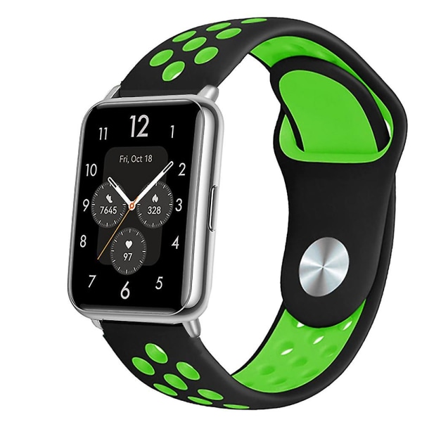 Silikone Rem til Huawei Watch Fit 2 Band Active Classic Smartwatch Tilbehør Correa Udskiftningsrem Huawei Watch Fit2 Rem black-lime