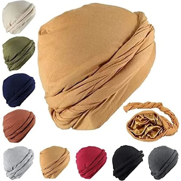 Halo Turban Durag för män, Svarta Turban Herr Halo Headwraps