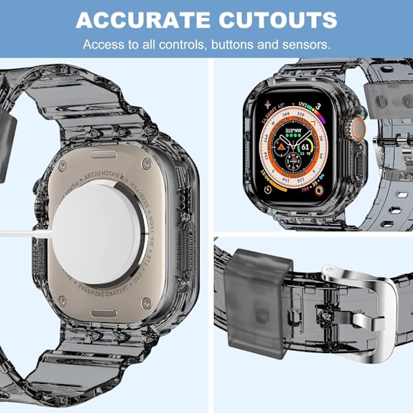 Kompatibel med krystalklare Apple Watch-rem, 45 mm 44 mm