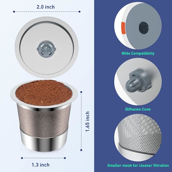 Återanvändbara K-koppar kaffefilter - Rostfria kaffefilter