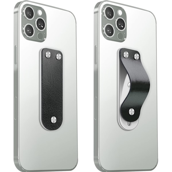 Telefon Grepp Rem Hållare Mobiltelefon Rem Fingerhållare för Hand Läder Teleskopisk Telefon Finger Rem Ställ Universal Fingerstöd för De Flesta Smarttelefoner