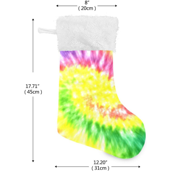 Julklapp, personliga julklappsstrumpor 2-pack Regnbåge Tie Dye Swirl Pride Mönster 45,7 cm Julstrumpor Hängande Ornament Eldstad