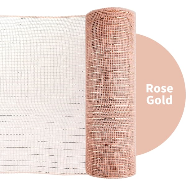 2 rullar roséguld deco mesh-band 10 tum x 30 fot, metallisk mesh-band poly