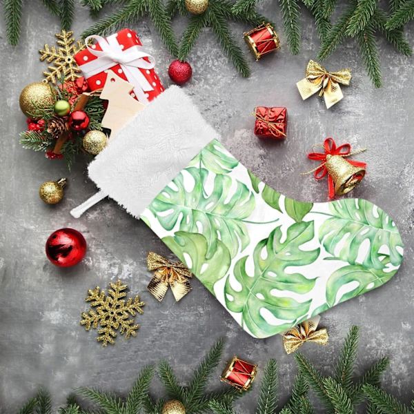 Julklapp, Personliga Julklappsstrumpor 2-pack Eukalyptusblad Tropiska Växter 8 18 tum Julstrumpor Hängande Ornament Kami