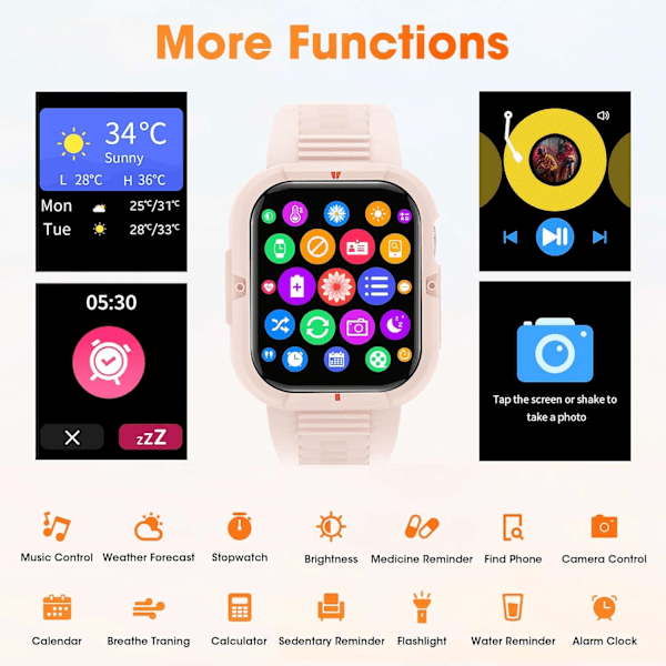 Smartklokke for menn og kvinner 𝟐𝟎𝟐𝟒 𝐔𝐩𝐠𝐫𝐚𝐝𝐞𝐝 Bluetooth-samtale 1,85\" Fitness Tracker Smartwatch for iOS Andriod-telefoner med trinn/hjerte rosa