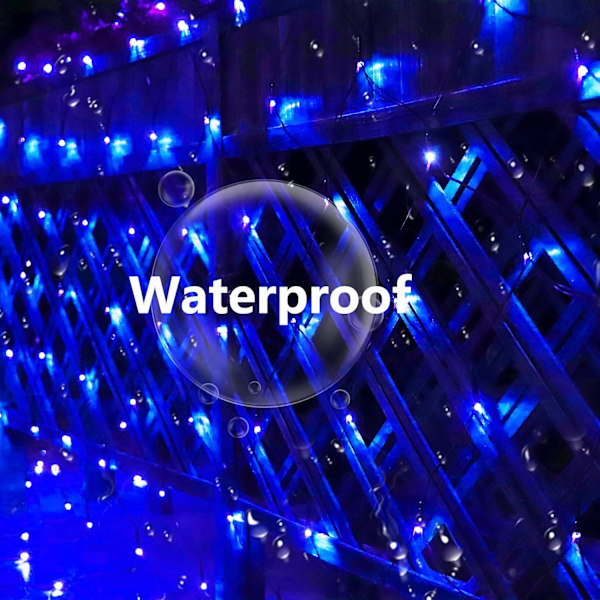 Solcelle Net Lights Udendørs Mesh Lights Blå, 192 LED Net Lights Jul, Vandtæt 19 Tilstande Solcelledrevne Træ Wrap Lights til Hegn, Have,