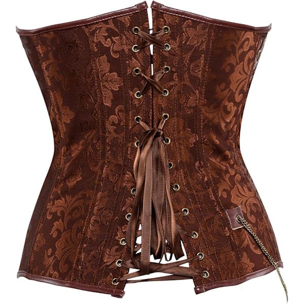 Punk Rock Faux Læder Steampunk Korset Sæt til Kvinder Retro Goth Overbust Stål