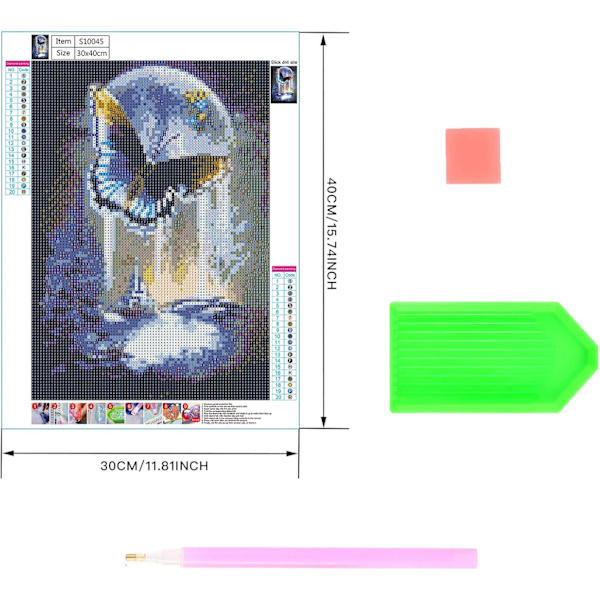 DIY Full Drill Diamond Art Painting Kit - Butterfly Painting by Numbers