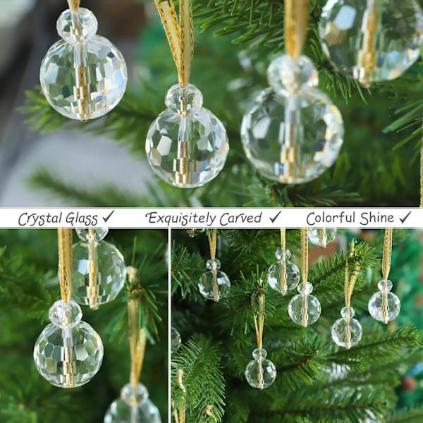 12 st kristallklara julgranskulor i glas, 0,87 tum miniprismkula