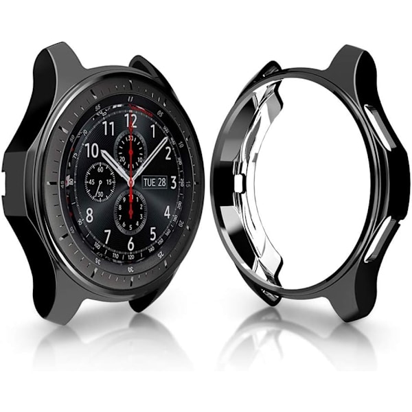 /Classic Case, Farverig Elektroplettering Blød TPU Beskyttende Case Udskiftningsbeskyttelsesdæksel Ramme til /Classic Smartwatch (Sort) Sort