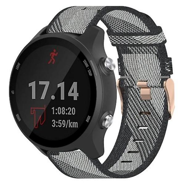 För Garmin Forerunner 245 Music 20mm Nylon Woven Watch Band YZM Grey