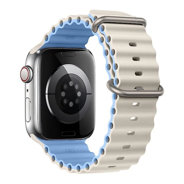 Rem til Apple Watch Ultra Band 49mm 44mm 40mm 45mm 41mm 42mm 45 Mm Watchband Silikone Armbånd Iwatch Serie 7 8 4 5 6 3 Se Starlight-Blue 38mm 40mm 41mm