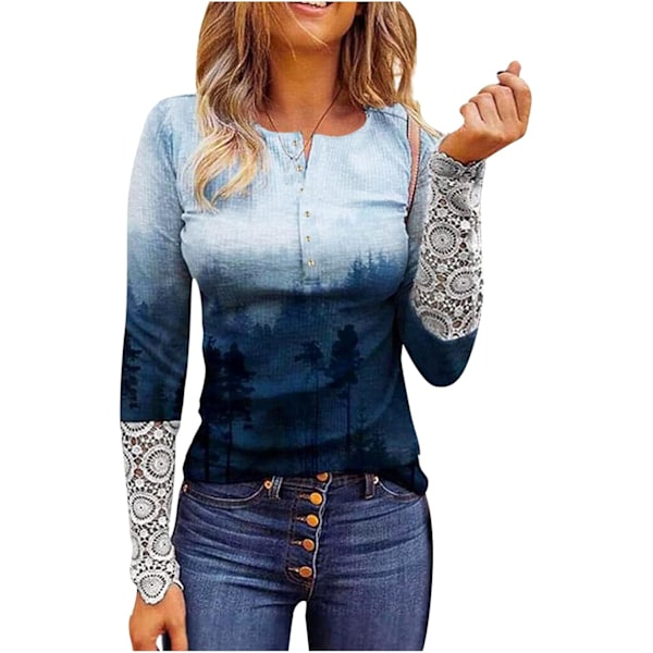Langarmede skjorter for kvinner Casual Slim Tunic Plus Size Topper Y2k Topper Trendy