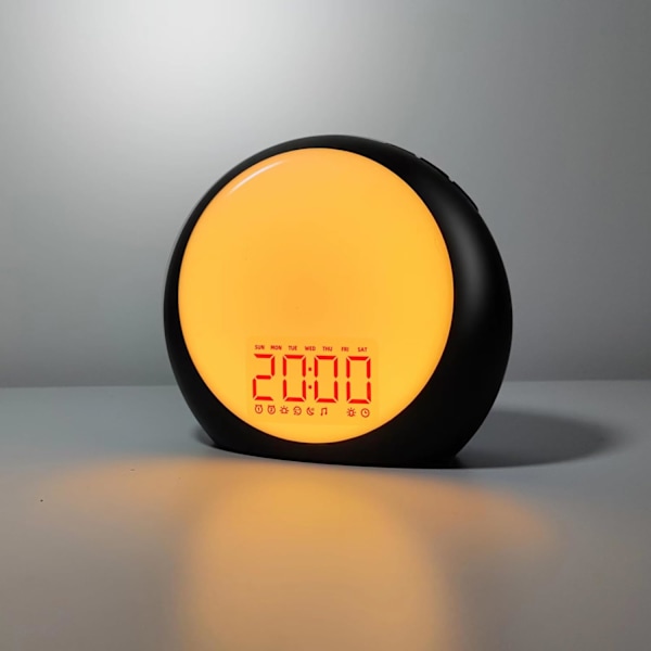 Hvid støjmaskine Vækkeur Lys Solopgang Alarmur med Solopgang Solnedgang Simulation til tunge sovende Børns soveværelse Dobbelt alarm Snooze Lyd