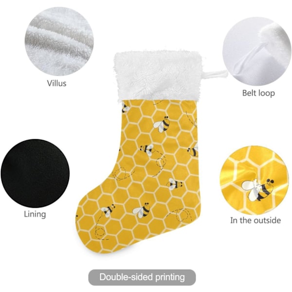 Julklapp, personliga julklappsstrumpor 2-pack Djur Bi 45,7 cm Julstrumpor Hängande Ornament Eldstad för träddekoration 17.71x