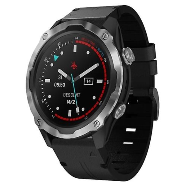 For Garmin Descent Mk 2 26mm Læder Stål Spænde Urrem RRI Black