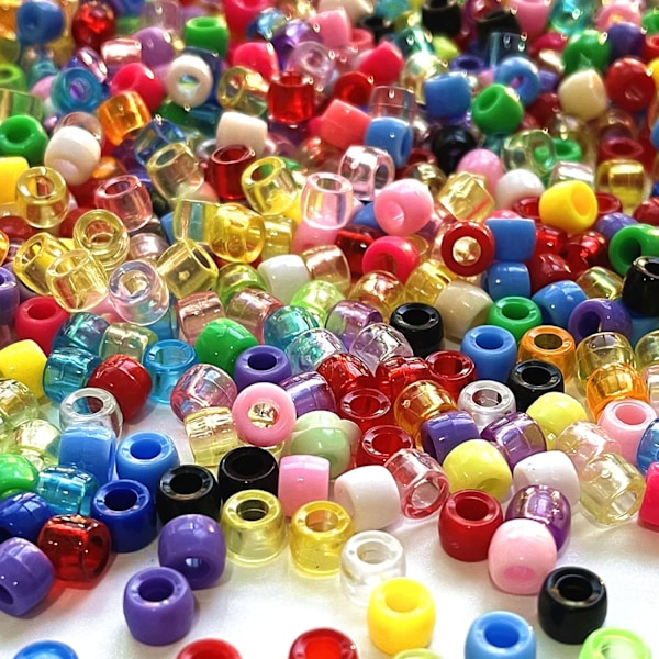 Pakke med 1000 ponnyperler - Fargerike gjennomsiktige plastponnyperler