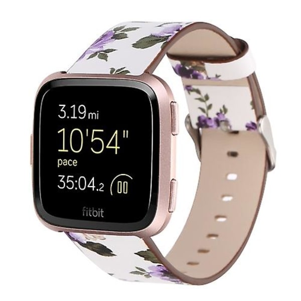 För Fitbit Versa 1 / 2 Blommönster Klockarmband VUJ White Purple