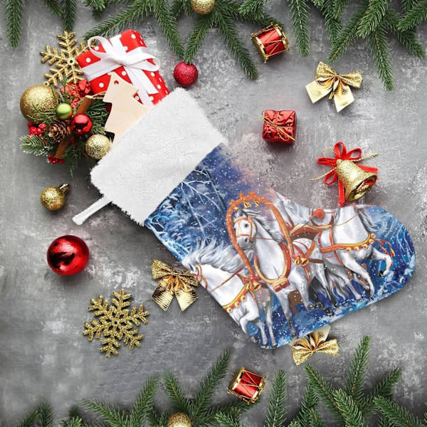 Julklapp, Personliga Julklappsstrumpor 2-pack Vinter Julskog 45,7 cm Julstrumpor Hängande Ornament Kamin för Träddekoration