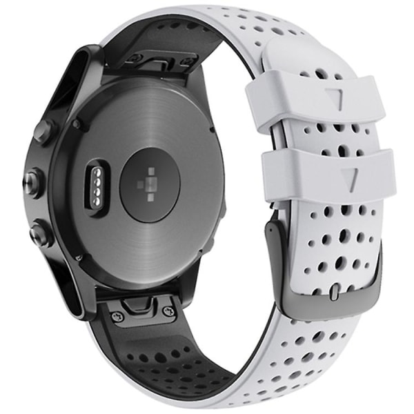 För Garmin Fenix ​​6 Tvåfärgad silikon runda hål Quick Release Watch Band GCS White Black