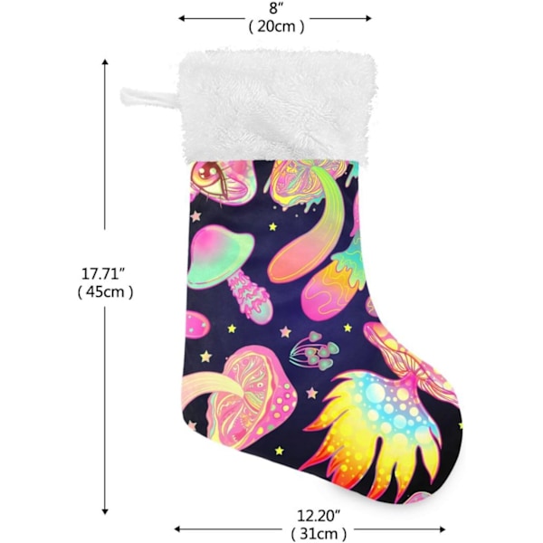 Julklapp, Personliga Julklappsstrumpor 2-pack Psykedelisk Svamp Pulver Svart 45,7 cm Julstrumpor Hängande Ornament Eldstad