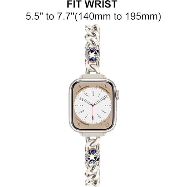 Armband för Apple Watch Series 9 8 7 41 mm / SE (2:a generationen) 40 mm Starlight