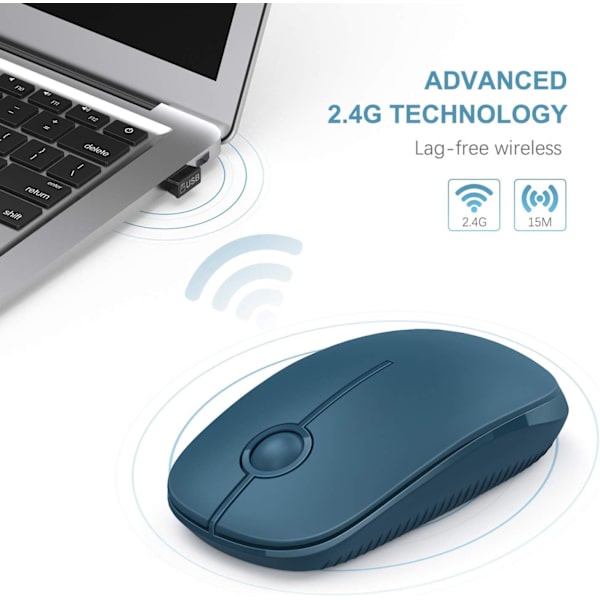 Trådlös mus, 2,4G Slim Portabel Optisk Tyst Klick
