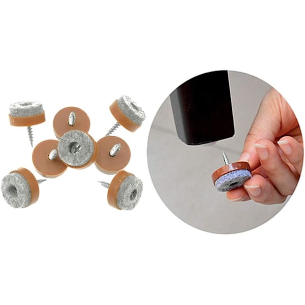 Møbelglidepads i filt - 40 stk for stol, bord, sofabein (Φ20mm, brun)