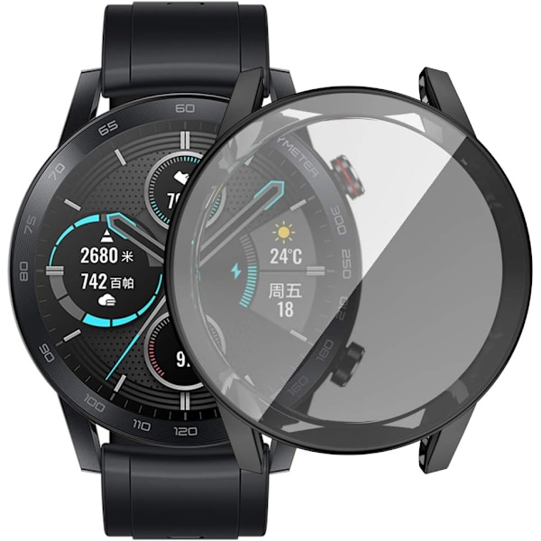Skjermbeskytterdeksel Kompatibelt med Huawei Honor Magic Watch 2 46mm Dekk Fullt Beskyttelsesdeksel for Honor Magic Watch 2 46mm (Ikke for 42mm) (Svart