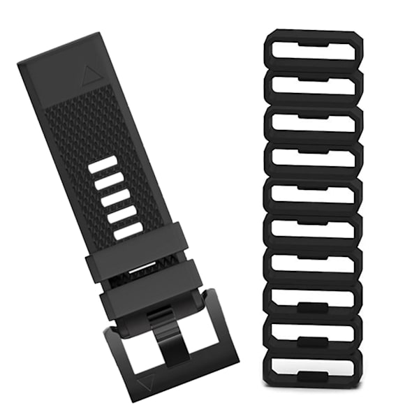 10 st klockarmband ring 18/20/22/26mm mjuk silikon ersättnings klockarmband spänne loop hållare hållare för Garmin Fenix 6x 6s Black C