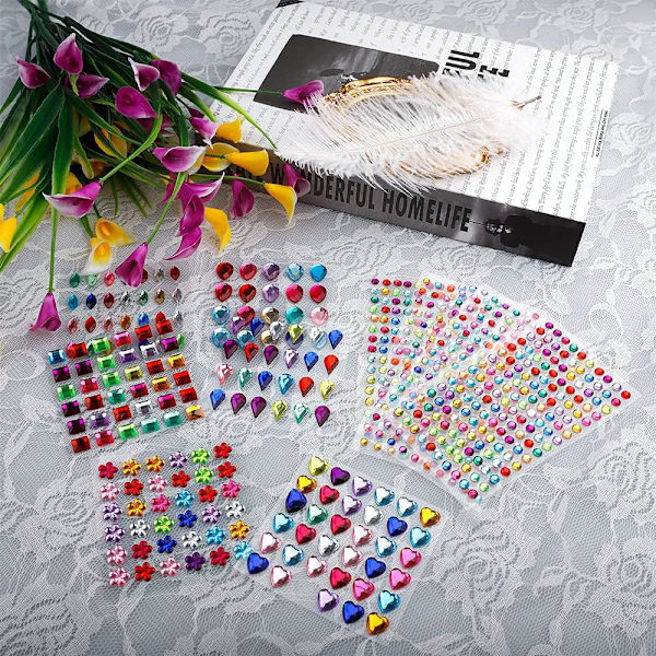 Stick on Gems (1200 st) - Selvhheftende Rhinestone Stickers