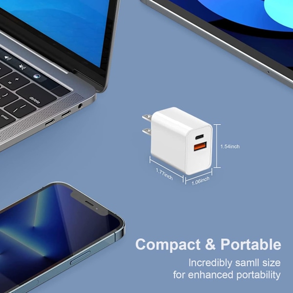 [Apple Mfi-certifierad] iPhone Snabbladdare, 2Pack 20W Dual