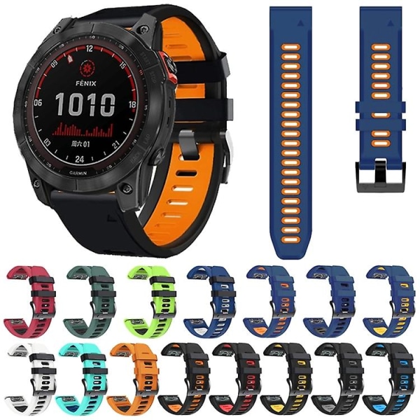 For Garmin Fenix 3 Hr 26mm Silikone Sports Tofarvet Rem SEZ Orange-Black