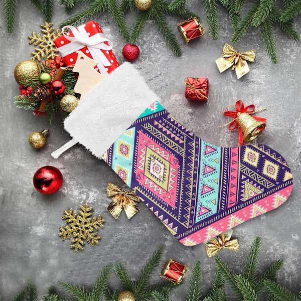 Julklapp, personliga julklappsstrumpor 2-pack Bohemisk Mandala Aztec Rosa 18 tum Julstrumpor Hängande Ornament Kamin för träd