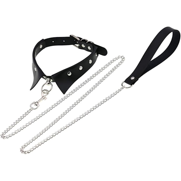 Punk Hauling Chain PU Lær Halskjede Halsbånd Gotisk