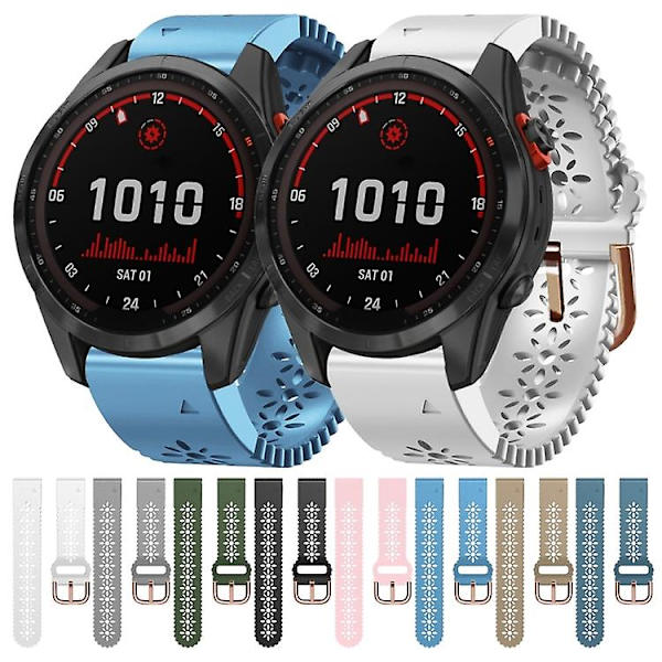 Til Garmin Fenix 7s Solar 20mm Dame Silikonurrem Med Blonder PHJ White