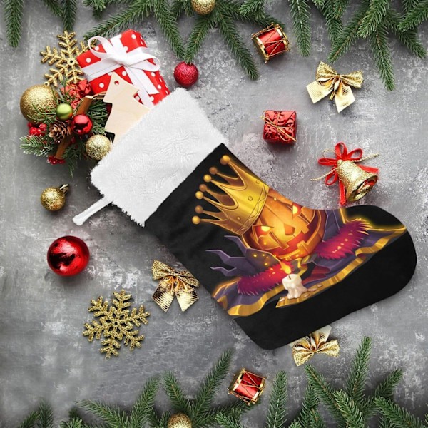 Julklapp, Personliga Julklappsstrumpor 2-pack Halloween Kungapumpa Svart 45,7 cm Julstrumpor Hängande Ornament Eldstad för Ba