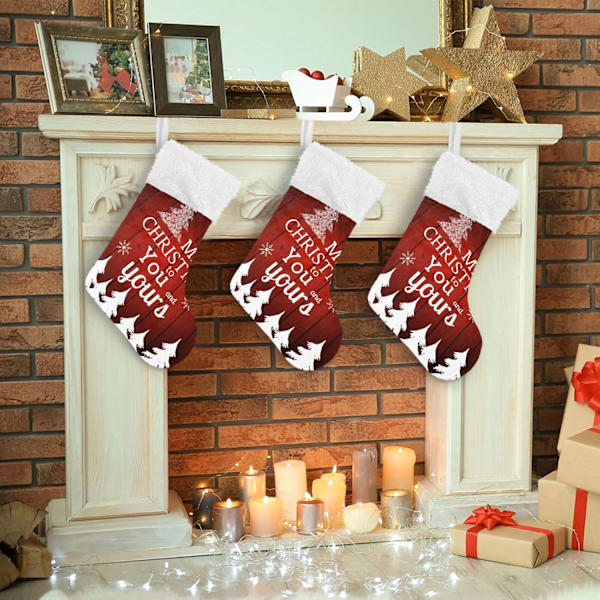 Julklapp, Personliga Julklappsstrumpor 2-pack Julcitat 45,7 cm Julstrumpor Hängande Ornament Kamin för Träddekoration 1