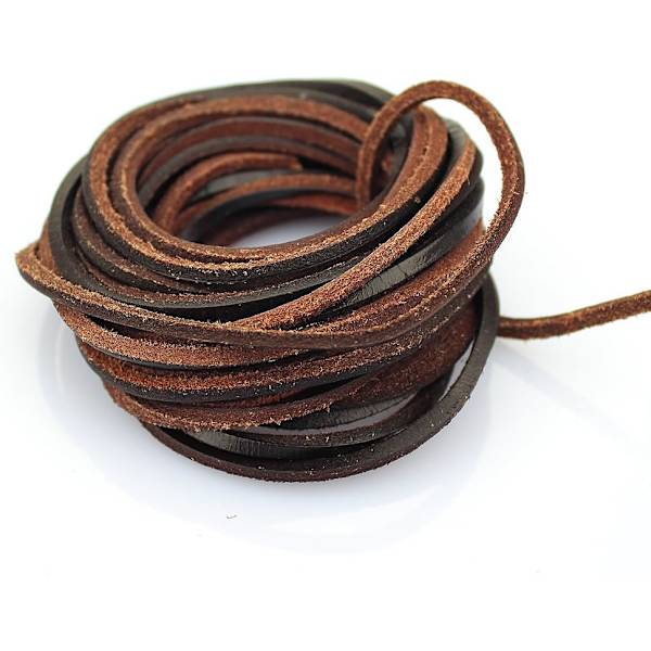 Äkta läderrem (3 mm, 5 yards) - Flätad rem
