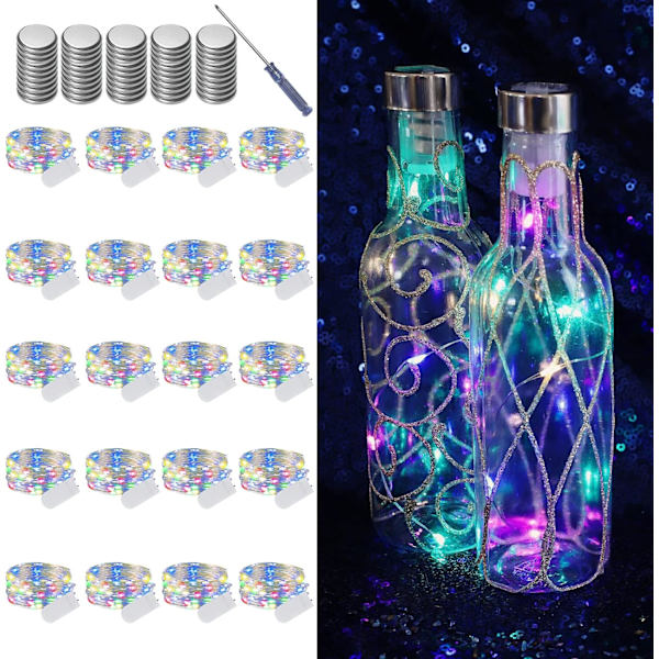 20-pack batteridrivna ljusslingor, 20 LED-lampor på 2 meter silvertråd, 20 LED-kopparlampor, batterilåda, multi (20 set - vardera