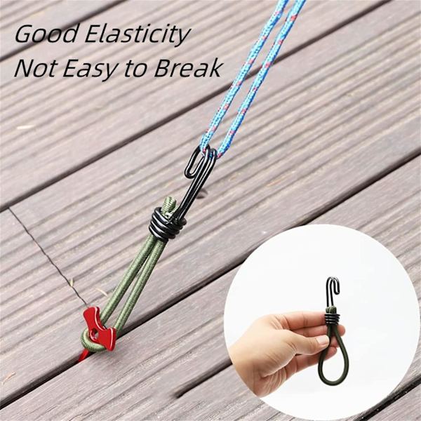 Bungee-rep med krokar - 8-pack min bungee-rep i gult och grönt