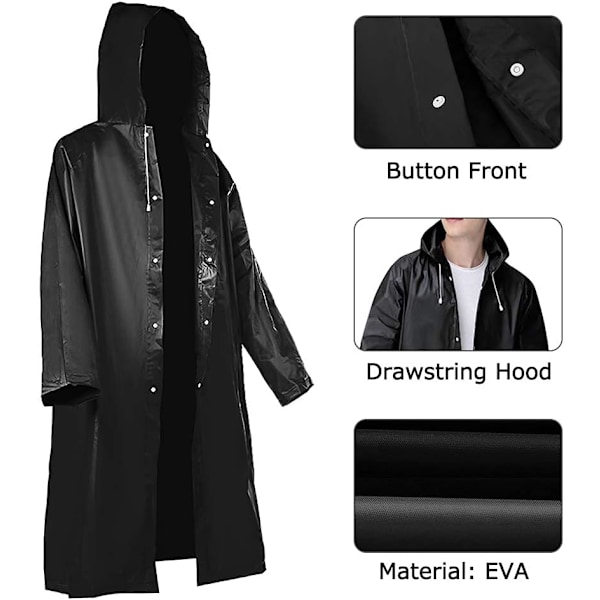 2-pack svarta bärbara ponchos