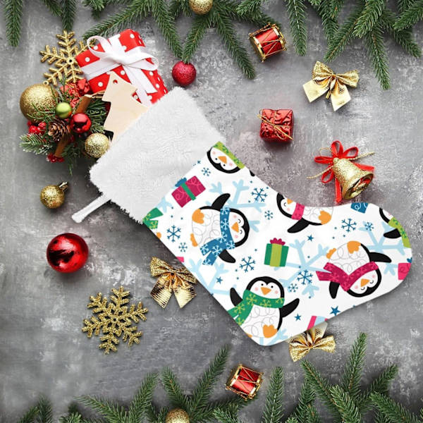 Jule-Strømpe, Personlige Jule-Strømper 2-pak Pinguin Snemand Gave 45,7 cm Jule-Strømper Hængende Ornament Pejs til Træ