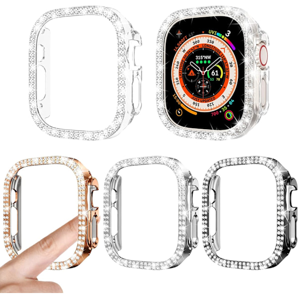 4-pack Apple Watch Ultra 49 mm Bumper Bling-fodral, glitter för kvinnor