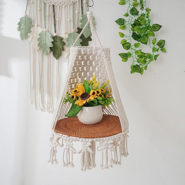 Macrame kattbädd | Kattungesvängsäng | Macrame växtupphängare, katthängmatta för inomhus- och utomhusinredning, husdjurskattsäng för att sova, leka och