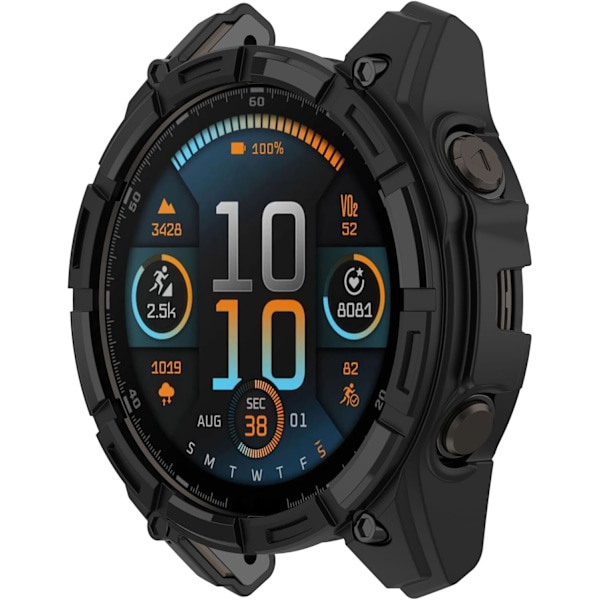 Kompatibel med Garmin Fenix 8 47mm Beskyttelsesetui, Smartwatch TPU Beskyttelsesetui Skal Blødt og Holdbart Urtilbehør (Sort) Sort