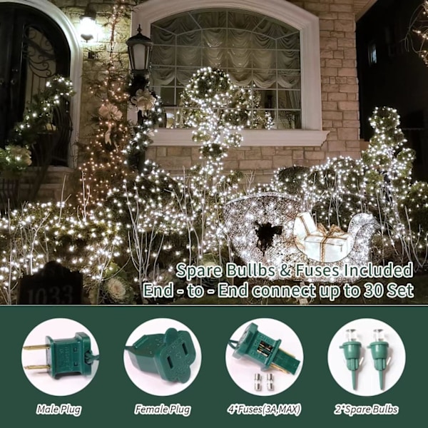 Led julnätljus utomhus juldekorationer ljus 150LED 6ftx4ft, anslutningsbara utomhus fe nätslingor för fest, semester,