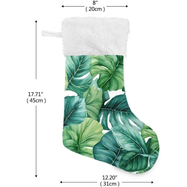 Julklapp, Personliga Julklappsstrumpor 2-pack Palmblad Grön Tropiska Växtblad 11 18 tum Julstrumpor Hängande Ornament