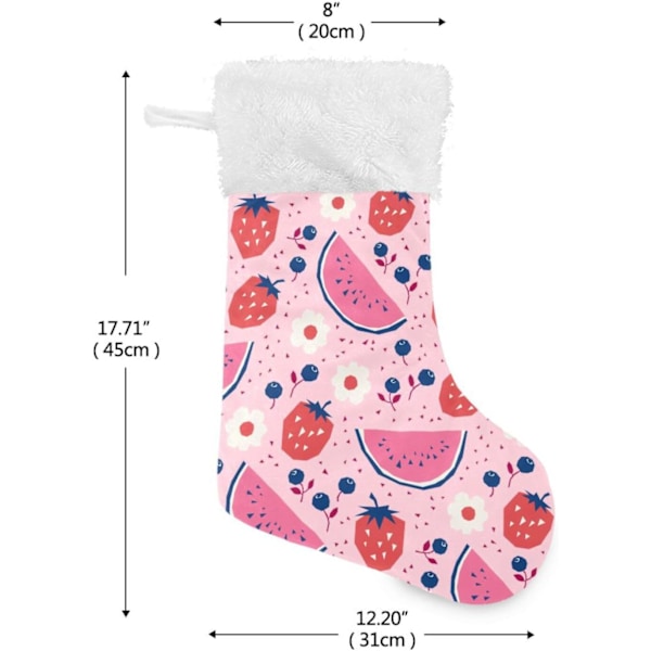 Julklapp, personliga julklappsstrumpor 2-pack Vattenmelon Körsbär Blommor 45,7 cm Julstrumpor Hängande Ornament Eldstad för träd